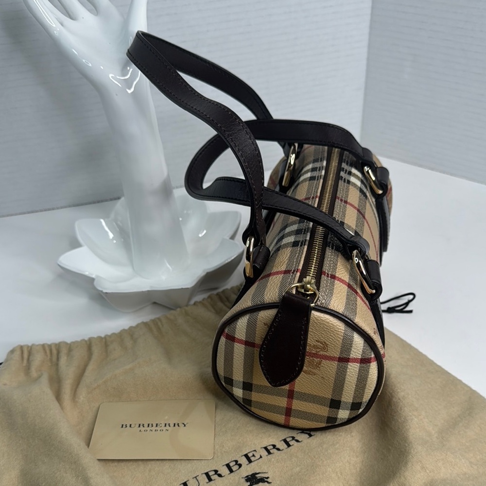 BURBERRY HAYMARKET CHECK BARREL HANDBAG - Picture 6 of 16